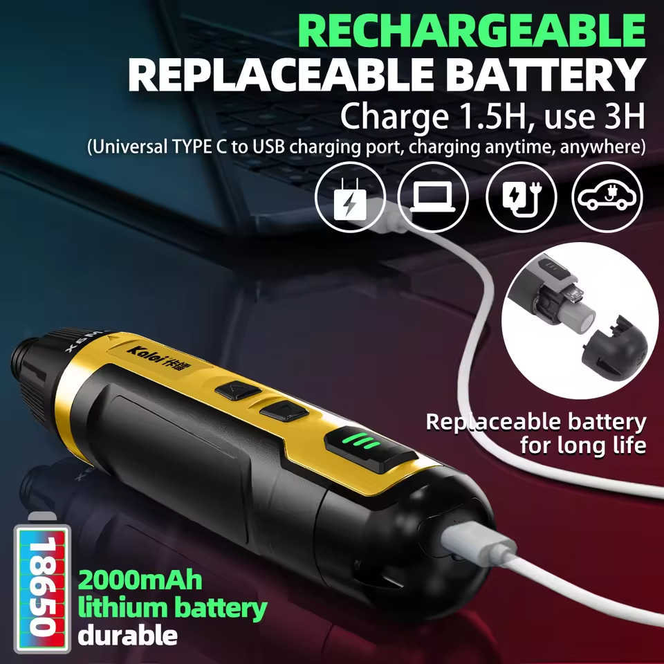 3.6V Cordless Electric Screwdriver Set - Lithium-Ion, USB Rechargeable, Multi-Color for Home DIY, Electronics Repair