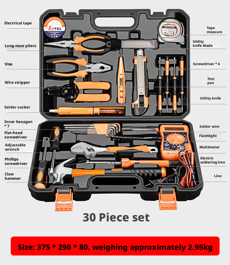 82pcsHome Hand Tool Set Household Woodworking Combination Toolbox Auto Repair Kits Electric Tool Box Gift Toolkit Manual