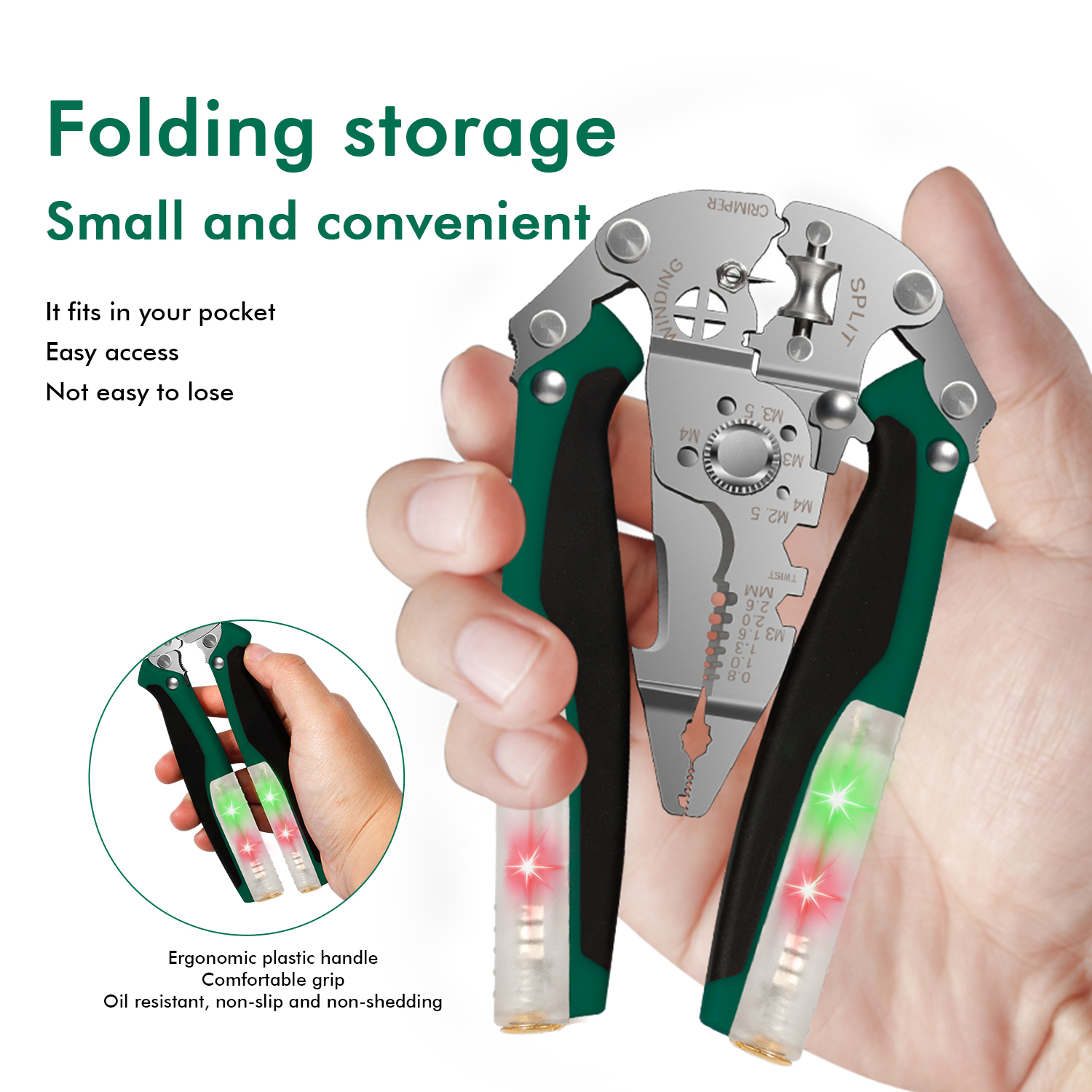 Popular Multi-Functional Electrician Folding Pliers New Metric Wire Stripper Crimping Tools Cutting Cable-for Wiring Repair Work