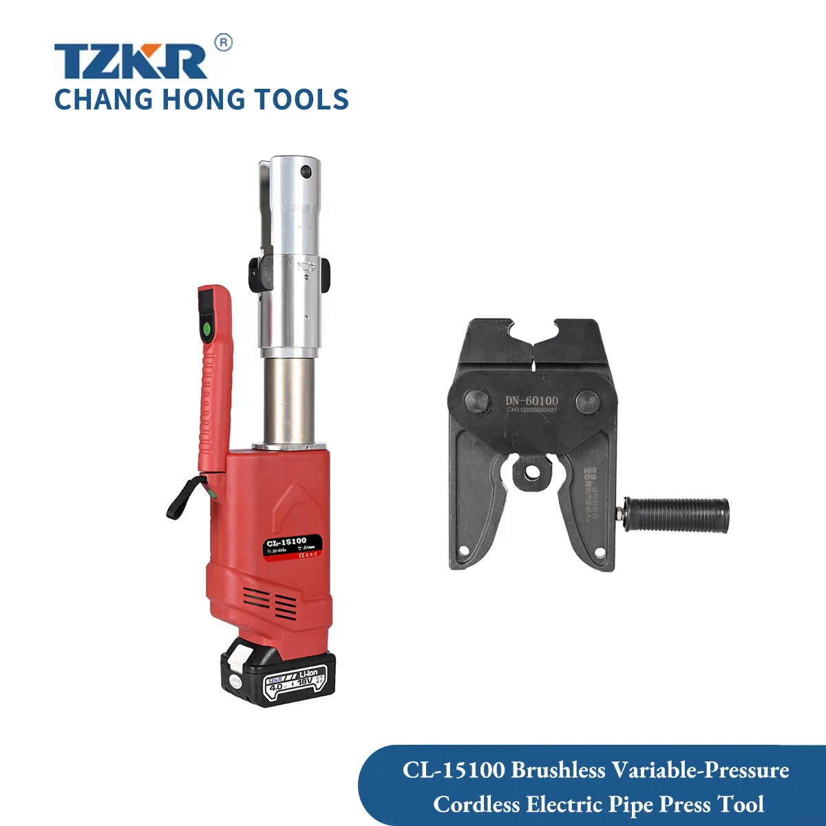 Cl15100 LED Rechargeable Electric Press-Changeable Hydraulic Clamp Copper Carbon Steel Pipe Battery Powered Brushless Variable-Pressure Cordless Crimping Tool