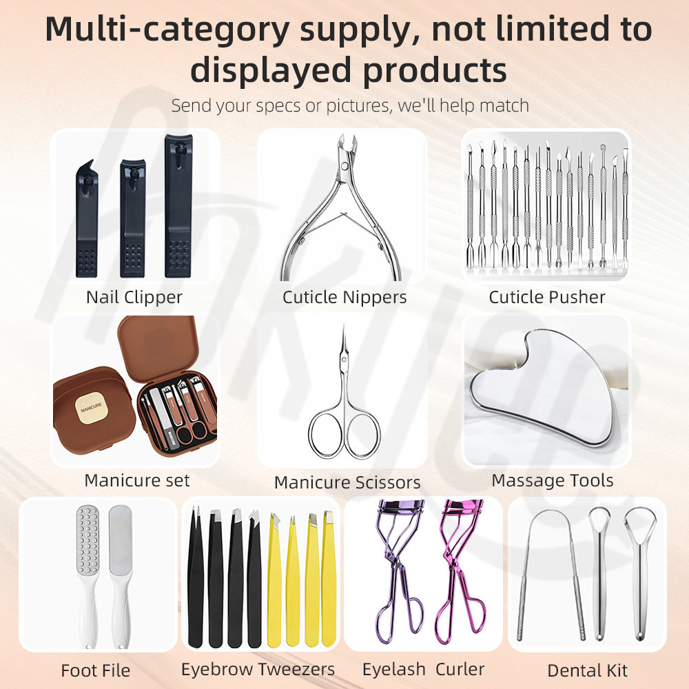 Professional 26 Pieces Stainless Steel Nail Clipper Kit Brown Manicure Kit Nail Care Tools With Luxurious Travel Case