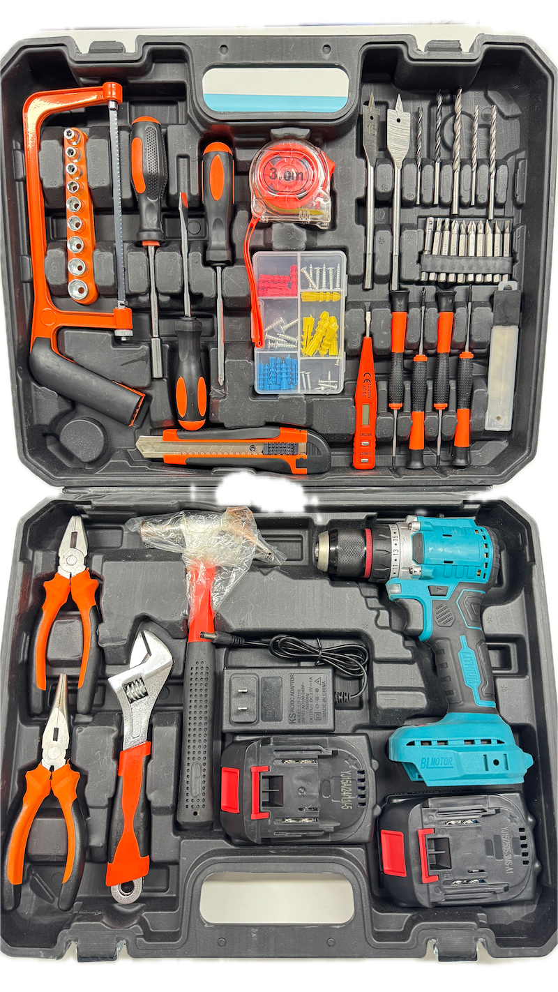 21V Electrician Multi-Function Home Hardware Tool Kit Waterproof Plastic with Hard Case OEM Customization Supported