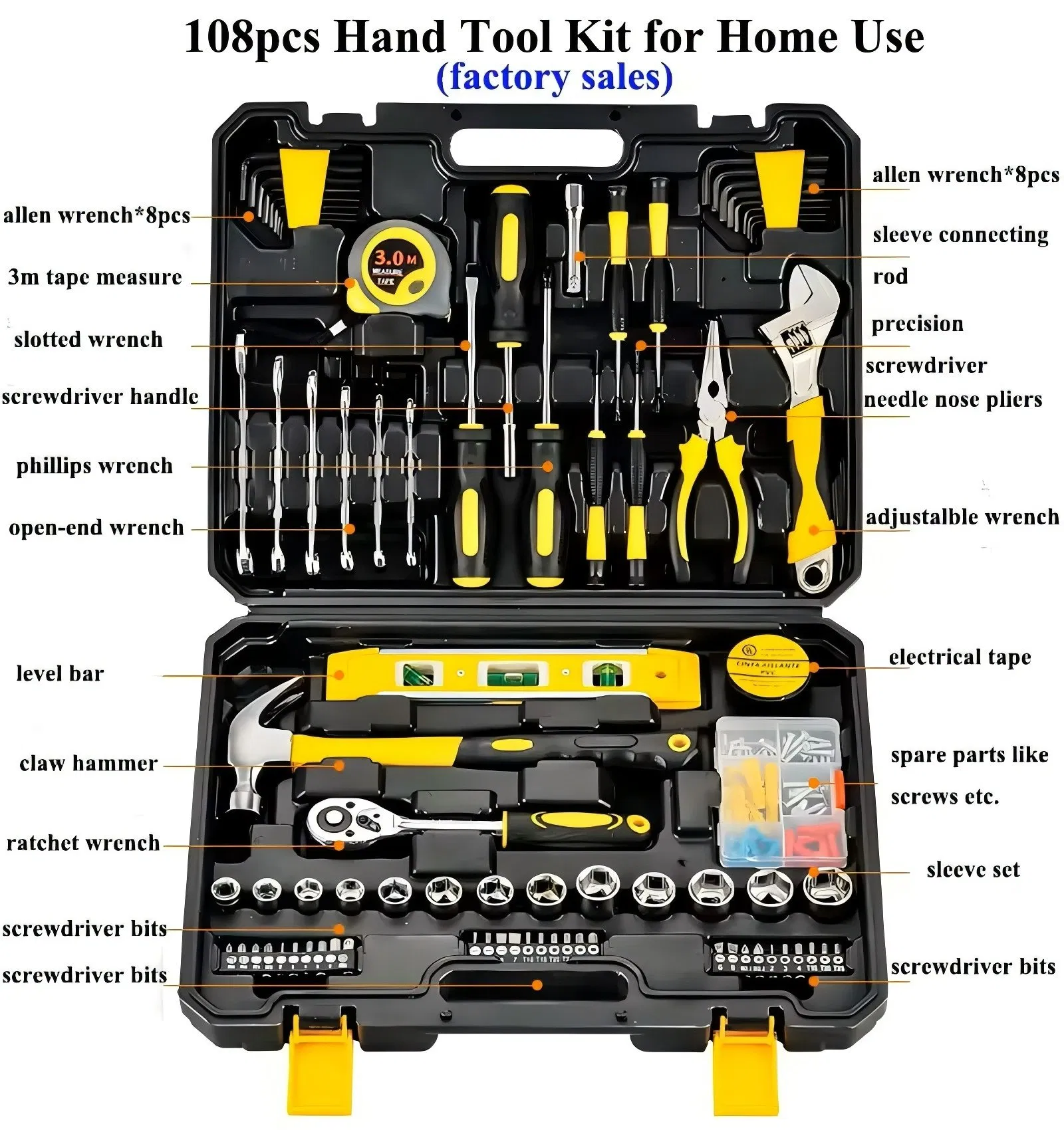 Muti Purpose Combo Kit Hand Tools Household Home Repairing DIY Tool Kits Complet Tool Set