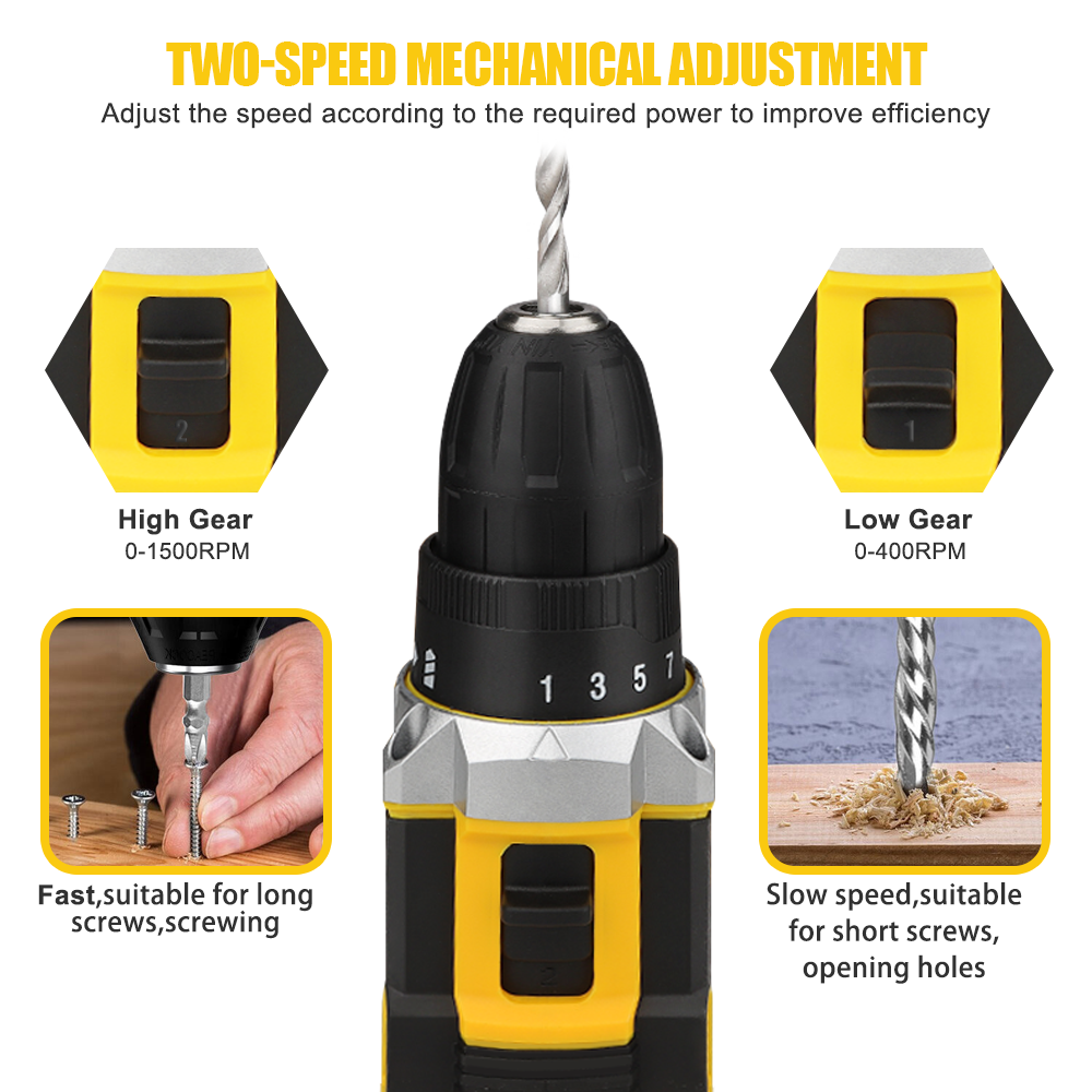 Electric Cordless Power Drills Set With Battery Drilling Machines for Home Repairs Handyman DIY Projects