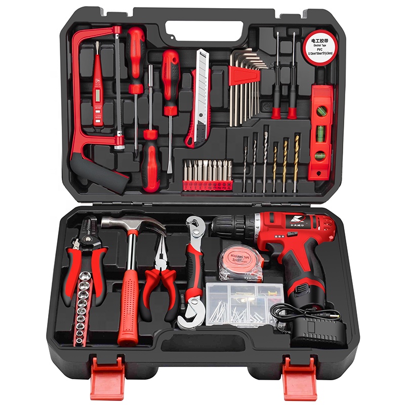 KAFUWELL P2982A 109pcs Cordless Drill Tool Set for Home Repair and DIY Double Speed Cordless Power Tool Set