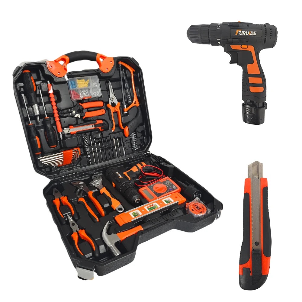 China Factory Household Tools Electrician Woodworking Repair Kit Power Tools Electric Drill Set
