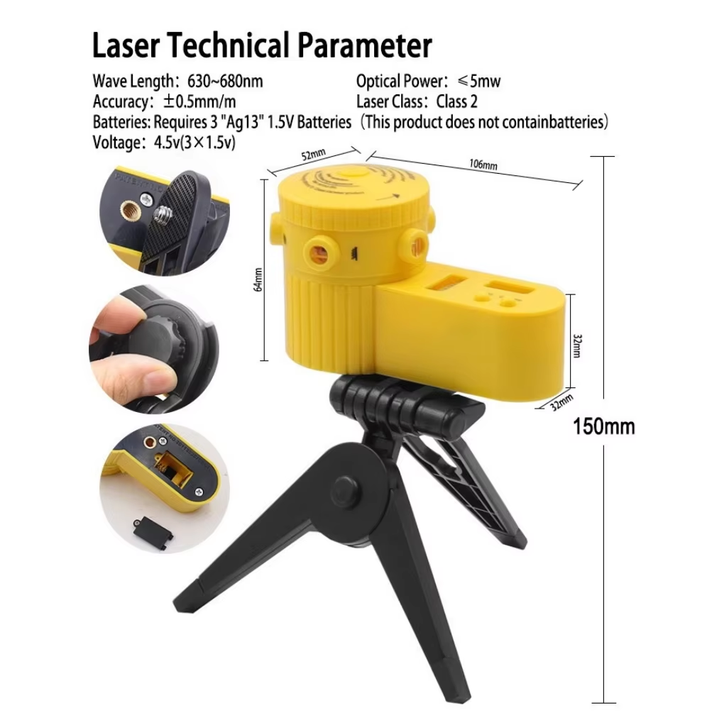 LV06 Laser Level Four in One Household Level Ruler, Laser Ruler with Rotatable Tripod and Wire Feeder