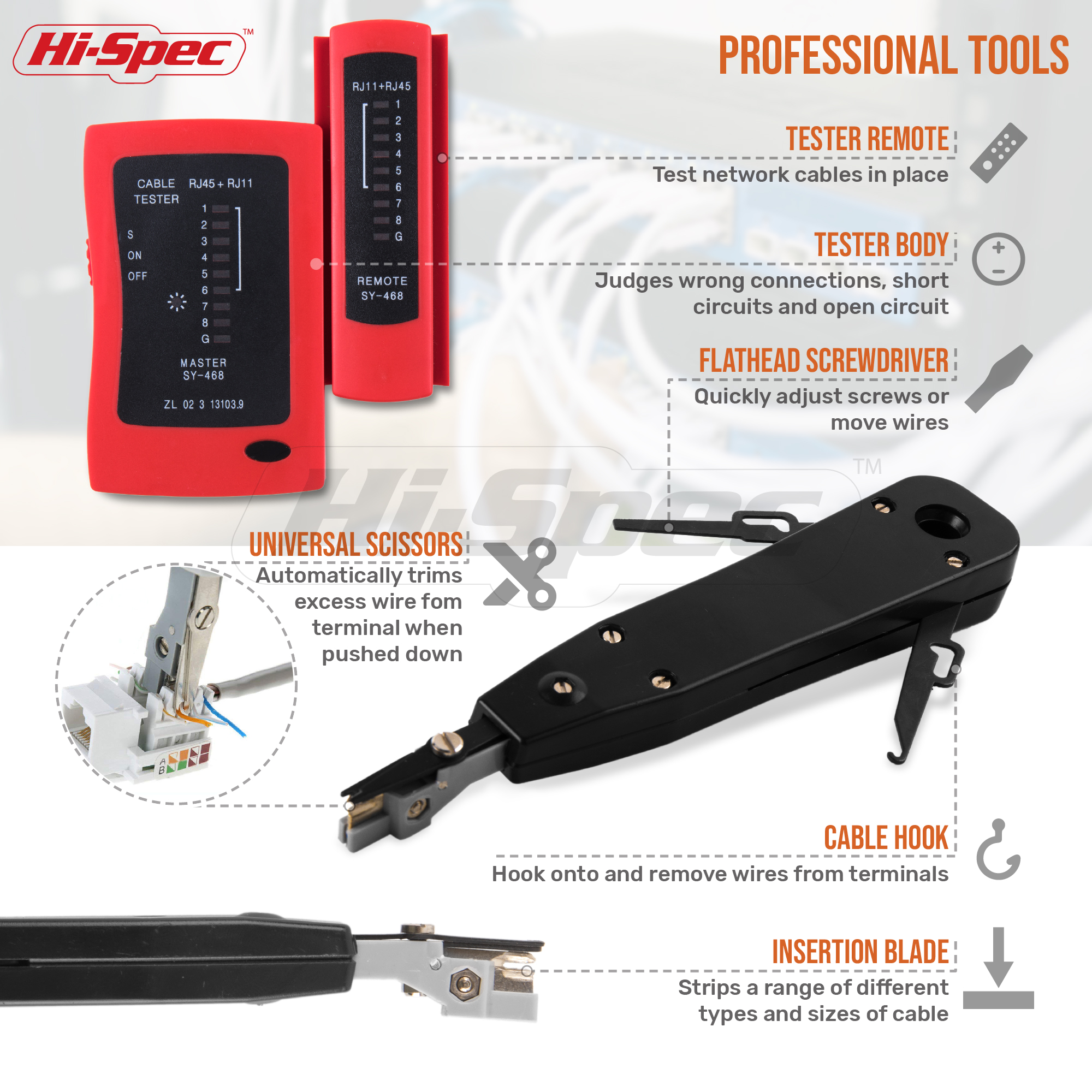 9pc Computer Maintenance Tool Kit Carbon Steel Network Cable Tester Wiring Repair Screwdrivers Cutter Hard Case OEM ODM Ready