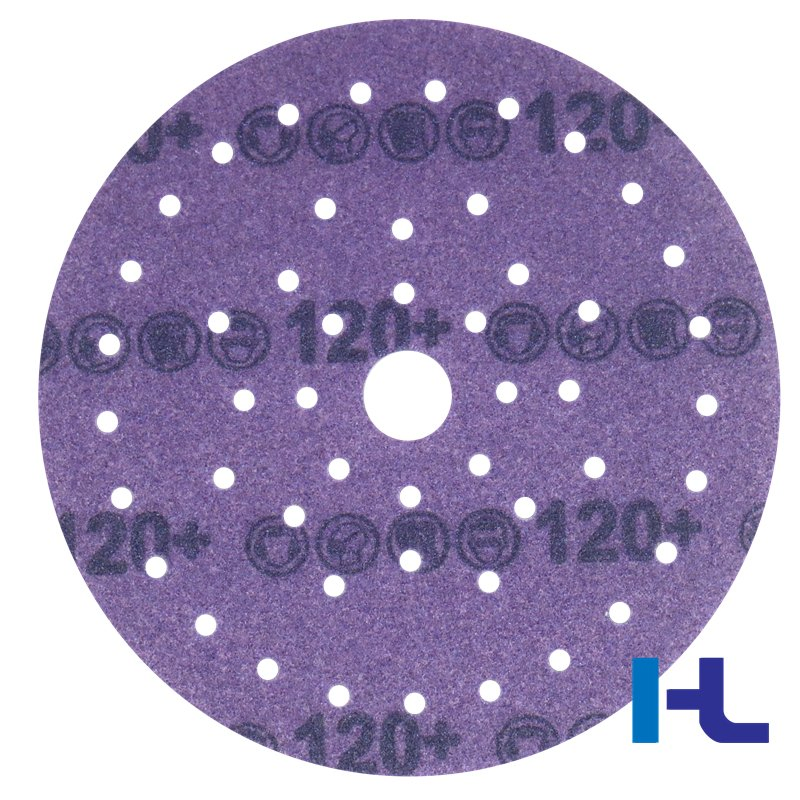 Purple 150mm 125mm Wet Dry Waterproof Hoop and Loop Psa Film Ceramic Sandpaper Sanding Abrasive Sand Paper for Car Metal Automotive Paint