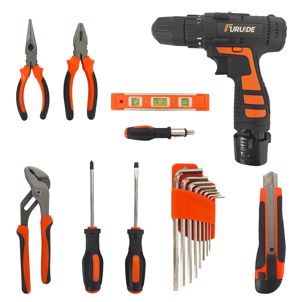 China Factory Household Tools Electrician Woodworking Repair Kit Power Tools Electric Drill Set