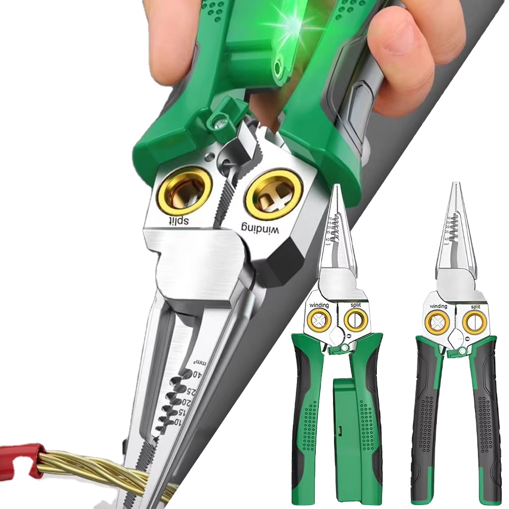 Multi-function Tool 8/7 in 1 Wire Stripping Pliers Electrician Cable Cutter Stripper Cutting Splitting Winding Repair Tools