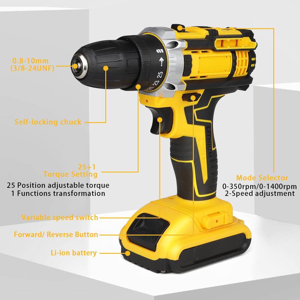 Electric Cordless Power Drills Set With Battery Drilling Machines for Home Repairs Handyman DIY Projects