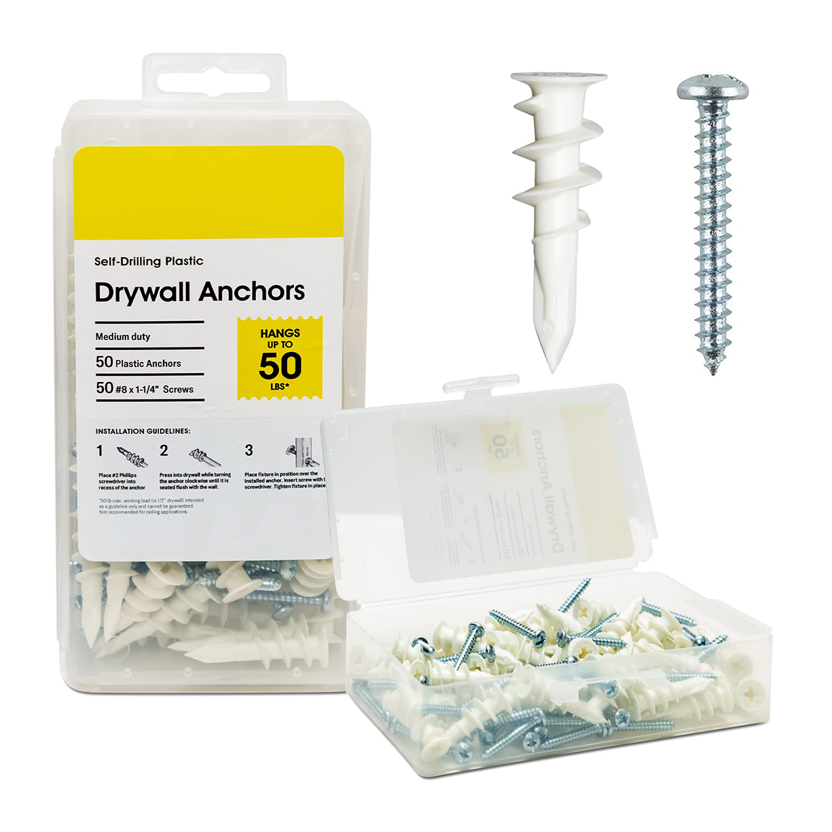 Self Drilling Drywall/Hollow-Wall Anchor Kit with Screws Easy Drive Anchor