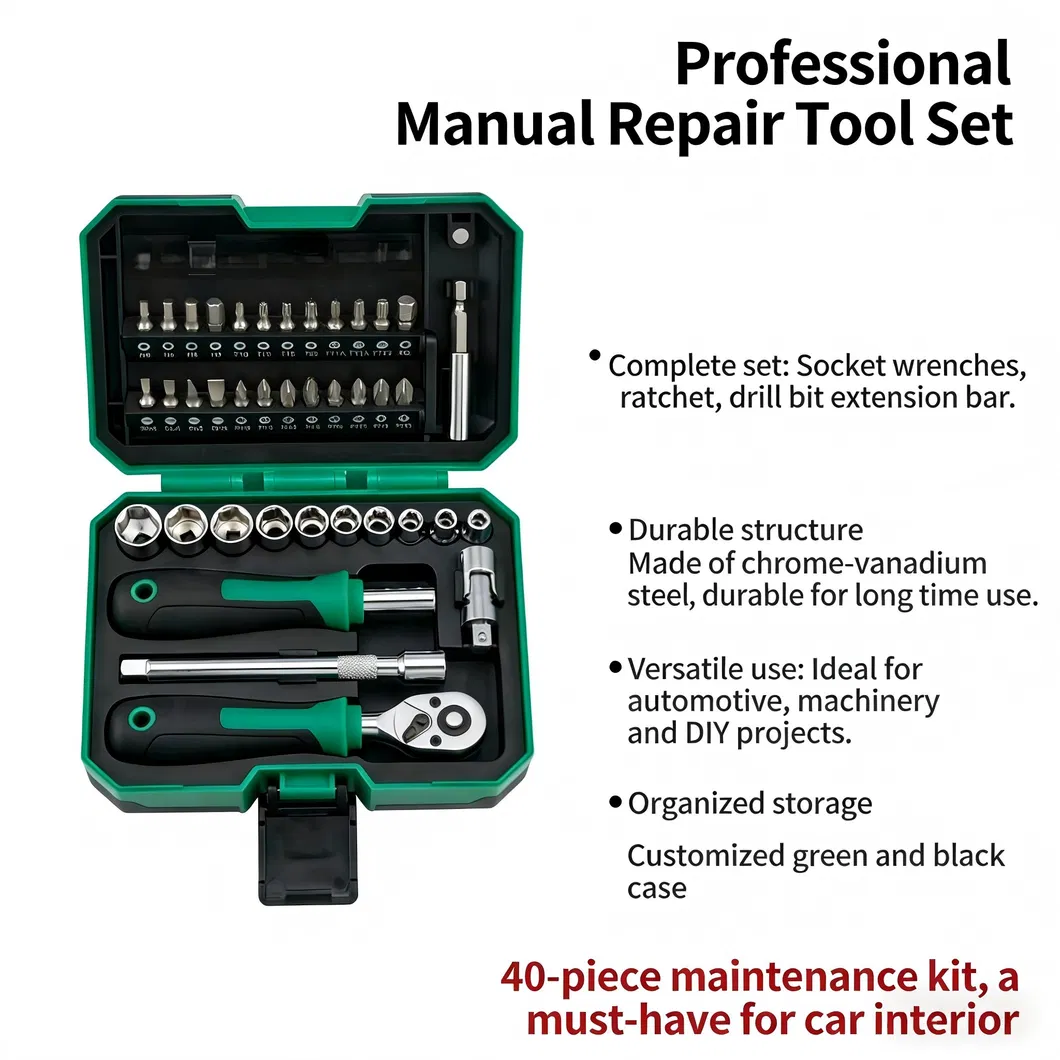 40PCS Multi-Function Ratchet Socket & Screwdriver Bit Set Precision Repair Tool Kit