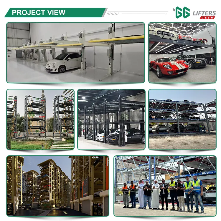 Vertical 4-Post Triple Car Storage Lifting Machine Hydraulic Car Lift Parking System