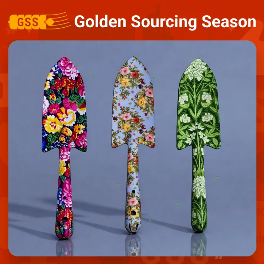 Household Garden Hand Tool Sets Potted Landscape Kits Iron-Made Colorful Printed for Kids