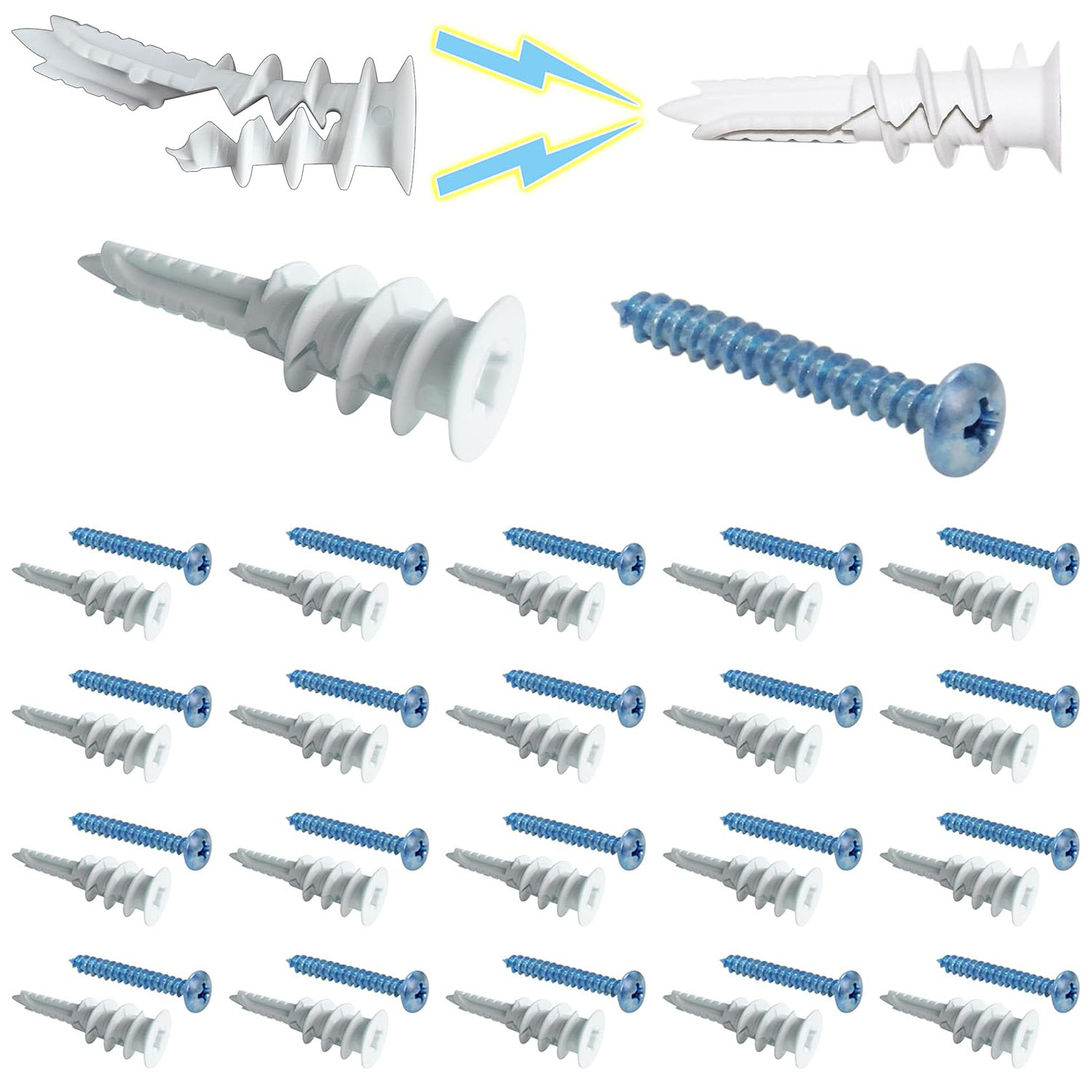 ISO Metric Oval Ground Screw Drilling Universal Stainless Steel Wall Anchor 5x25 Self Drilling with Screw Plain Finish
