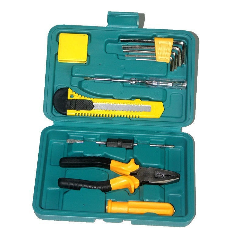 Home Repair Kit with Steel Wrenches Screwdrivers Includes Combination Bits All in a Plastic Tool Box Set