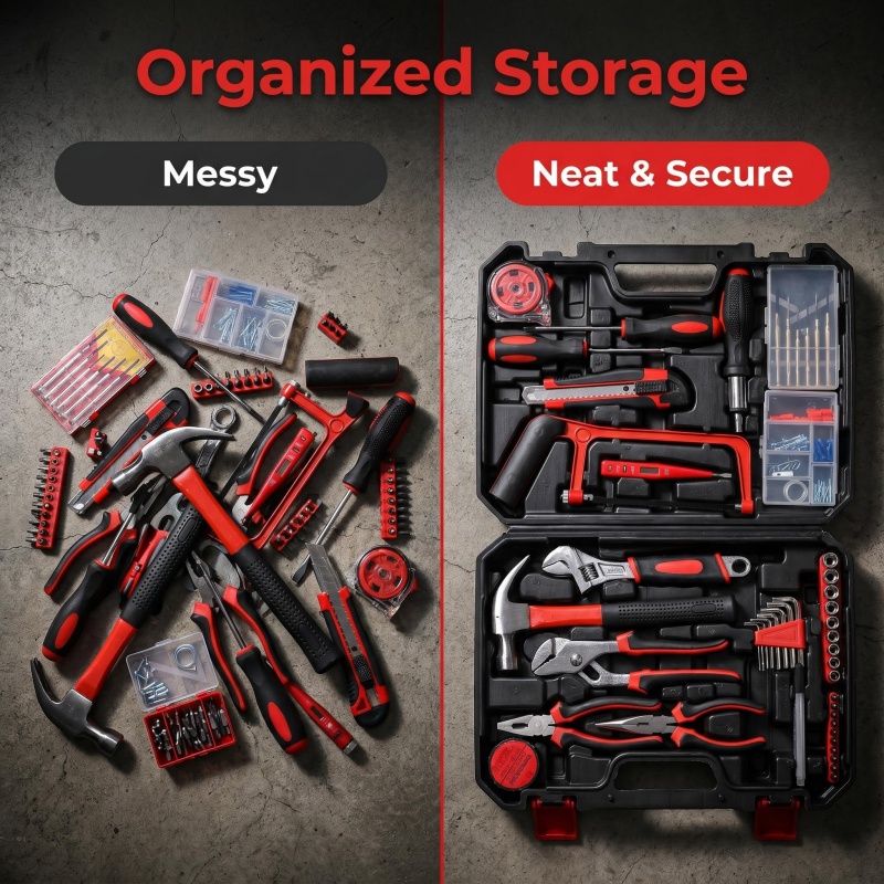 108 Piece Complete Hardware Tool Box Set for Household Improvement and Small General Repair