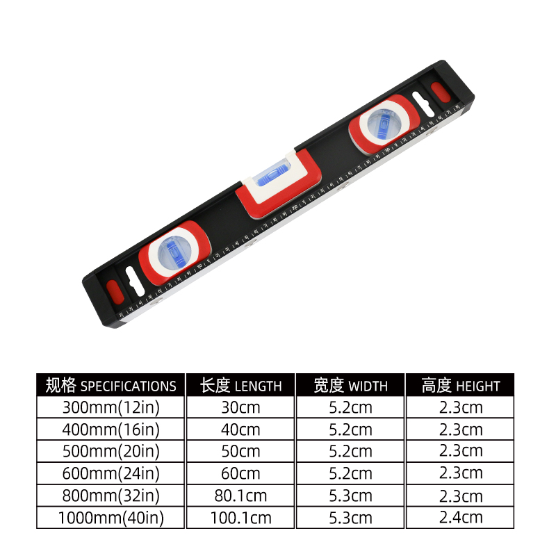 Spirit Level Set with Multiple Sizes, High Precision Bubble Level Rulers (3 Vials) for Construction, Hanging &amp; Home Decoration