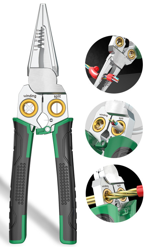 YTH 8-in-1 Wire Stripper Pliers Multi-Function Electrician Tool Wire Stripping Crimping for Circuit Repair Outlet Installation