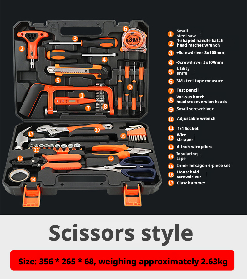 82pcsHome Hand Tool Set Household Woodworking Combination Toolbox Auto Repair Kits Electric Tool Box Gift Toolkit Manual