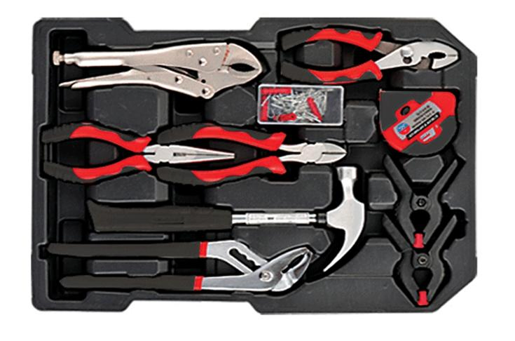 191PCS Trolley Tool Set Hand Tool Set with Aluminum Case Household Pliers Wrench Hardware Repair Screwdriver Kit, for Most Scenarios (48160191)