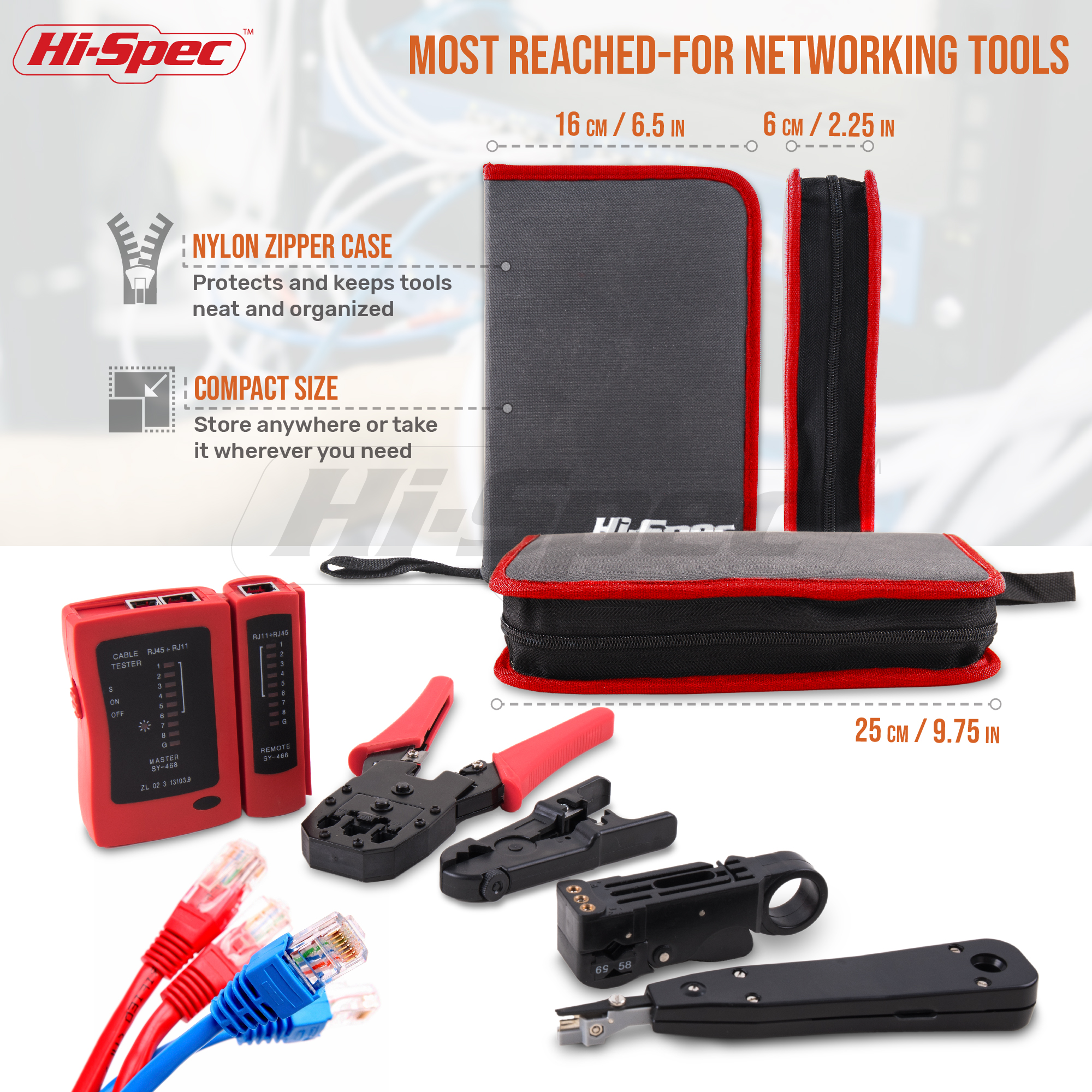 9pc Computer Maintenance Tool Kit Carbon Steel Network Cable Tester Wiring Repair Screwdrivers Cutter Hard Case OEM ODM Ready