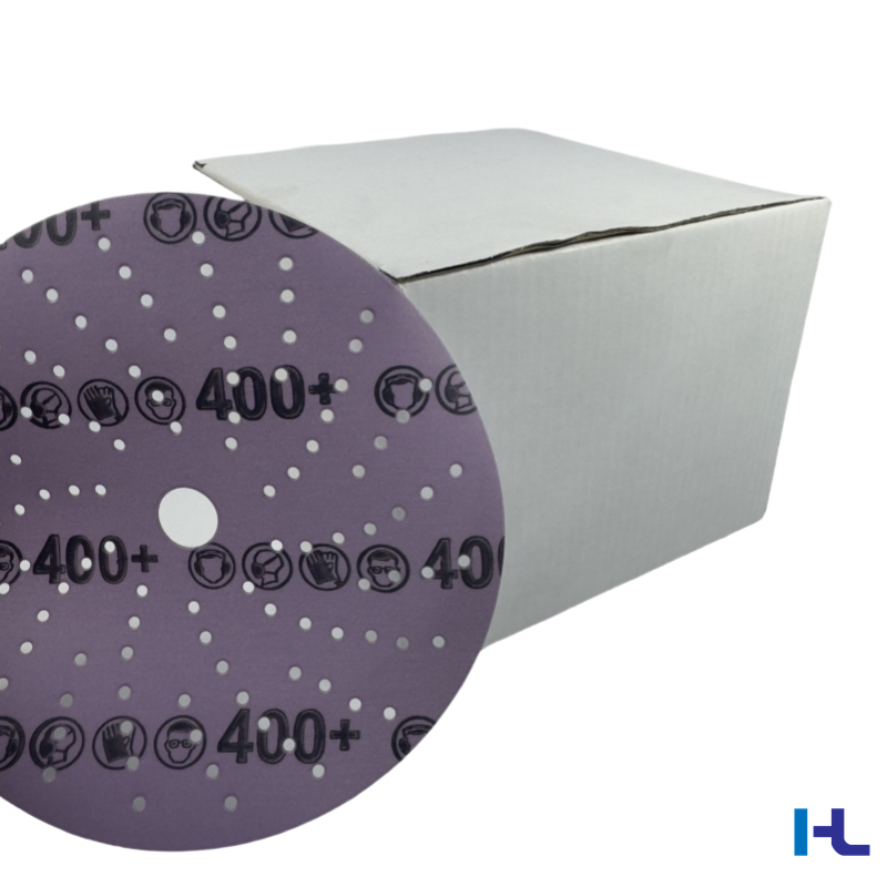 Multiple Holes 150mm 6 Inch Purple Film Backing Hook and Loop Ceramic Polishing Abrasive Sand Grinding Sanding Disc for Paint, Deburring, Rust, Metal P80
