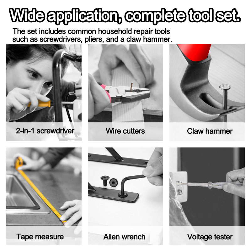 DIY &amp; Home Repair Tool Kit with Screwdrivers, Wrenches, Pliers-Protective Hard Case Included