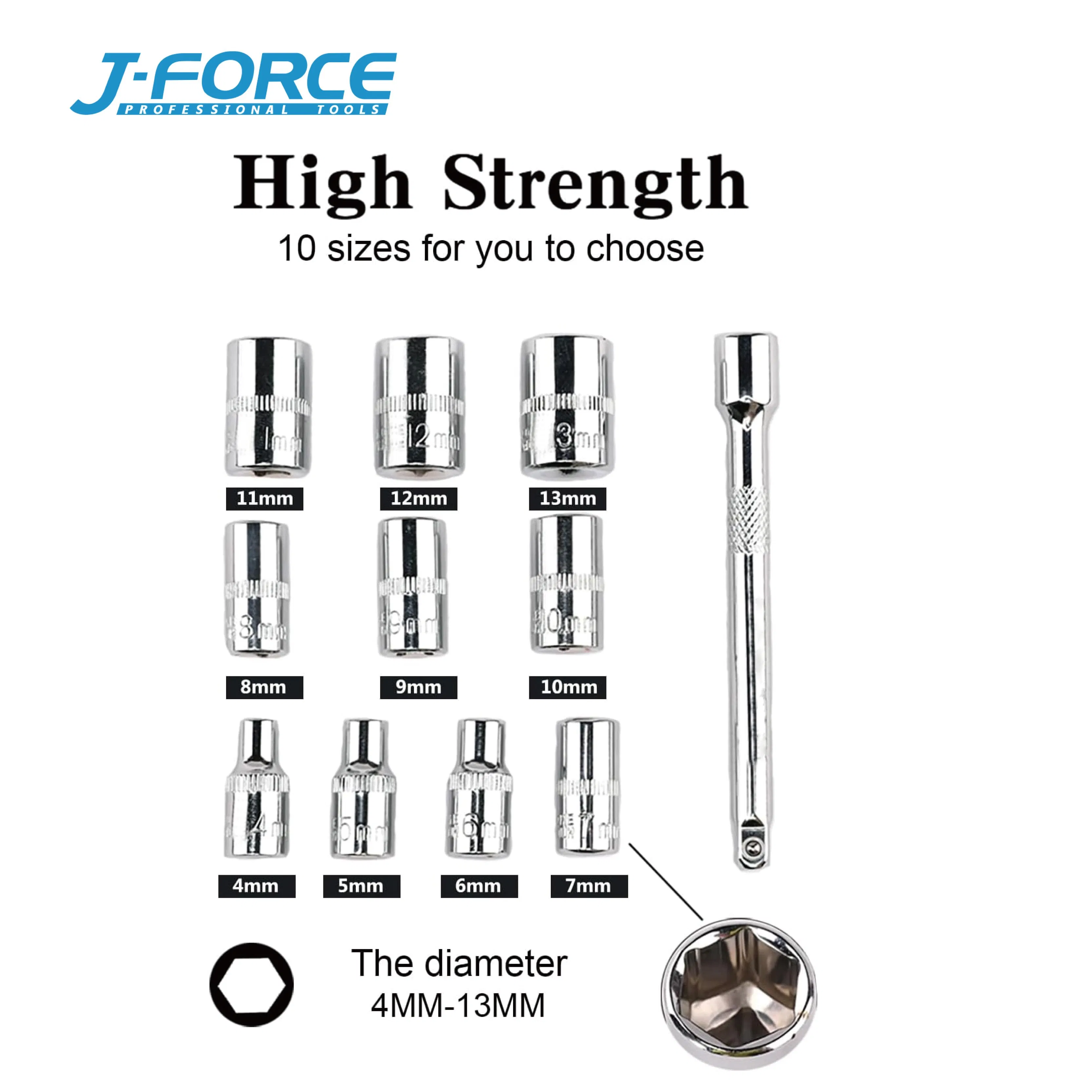 1/4 Inch 12PCS Repair Car Tool Multi-Function Socket Wrench Set