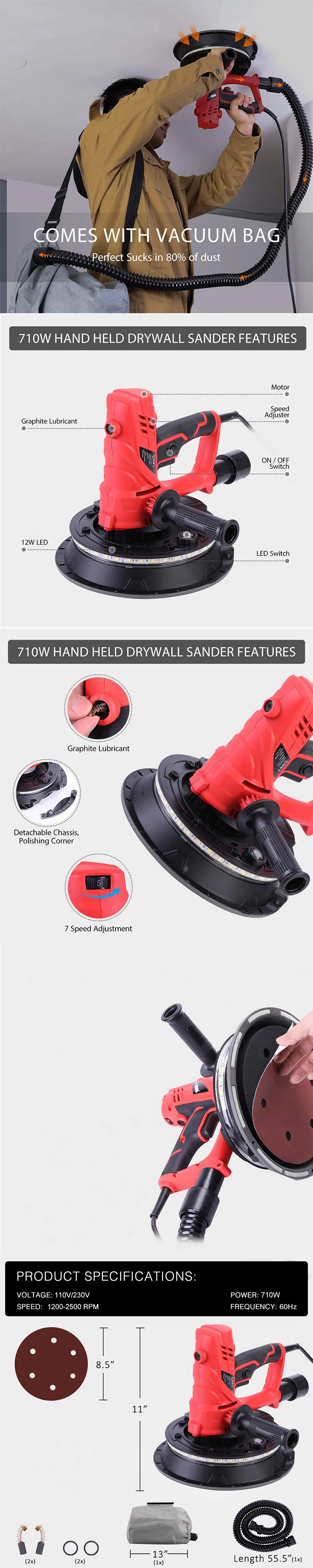 China Mini Electric Portable 710W 230V Drywall Sander