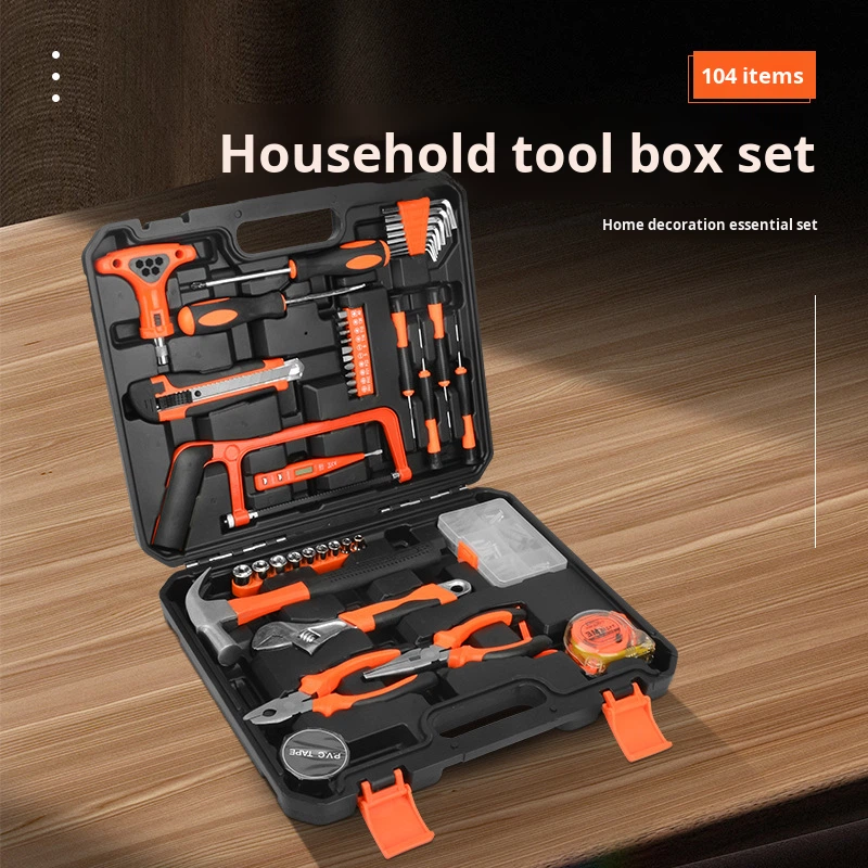 BOSXI Brand Home Hardware Large 105-Piece Emergency Repair Tool Kit Combination Wrenches Hard Case Carbon Steel Hand Operated 1