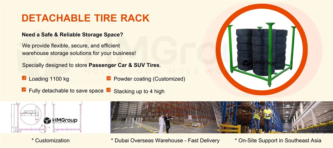 Truck Car Spare Commercial Mobile Steel Tire Rack Storage System