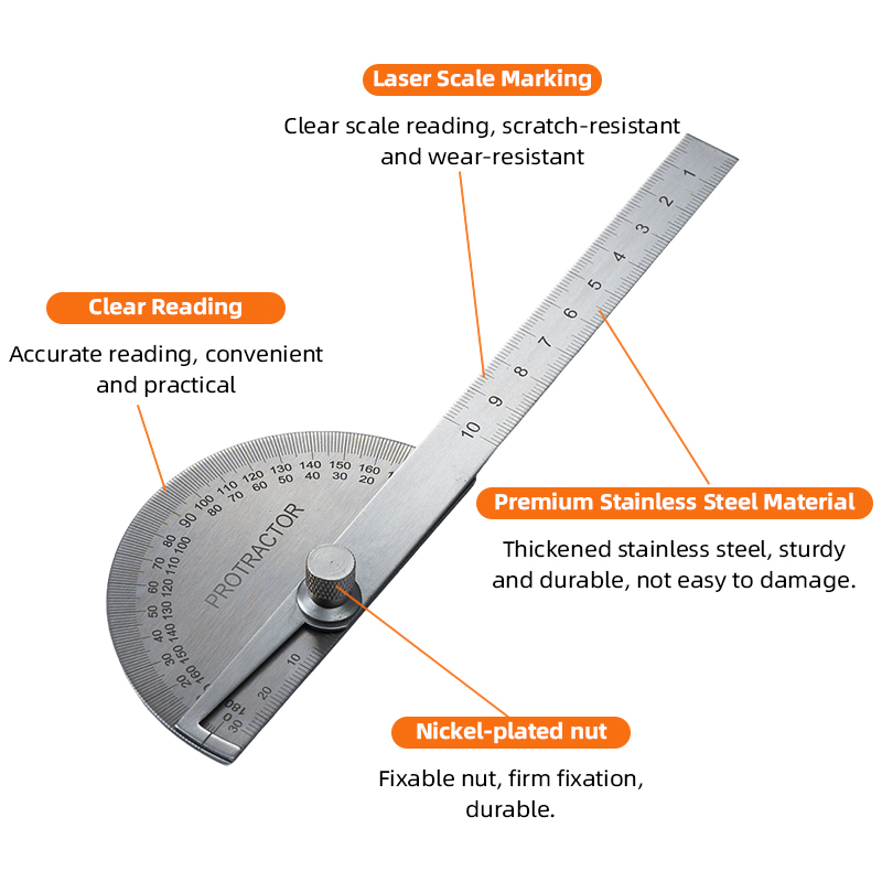 100mm 150mm 300mm Single Arm Double Arm Stainless Steel Adjustable Angle Finder Ruler Protractor