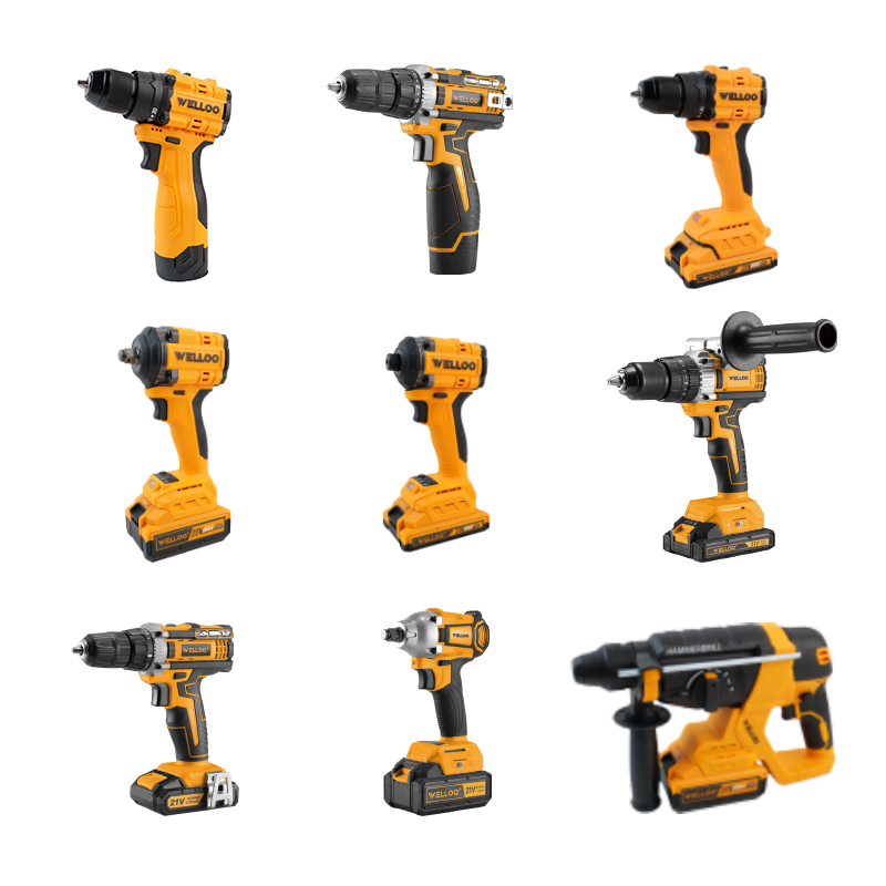 WELLOO Li-ion Battery Brushless Motor Cordless Electric Impact Drill Power Tools Combo Set for Home Repairs DIY