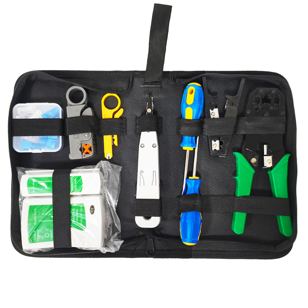 Toolkit Network Cable Lan Tester Wire Cutter Screwdriver Hand Tool Set RJ45 Crimp Pliers Network Repair Tool Kit