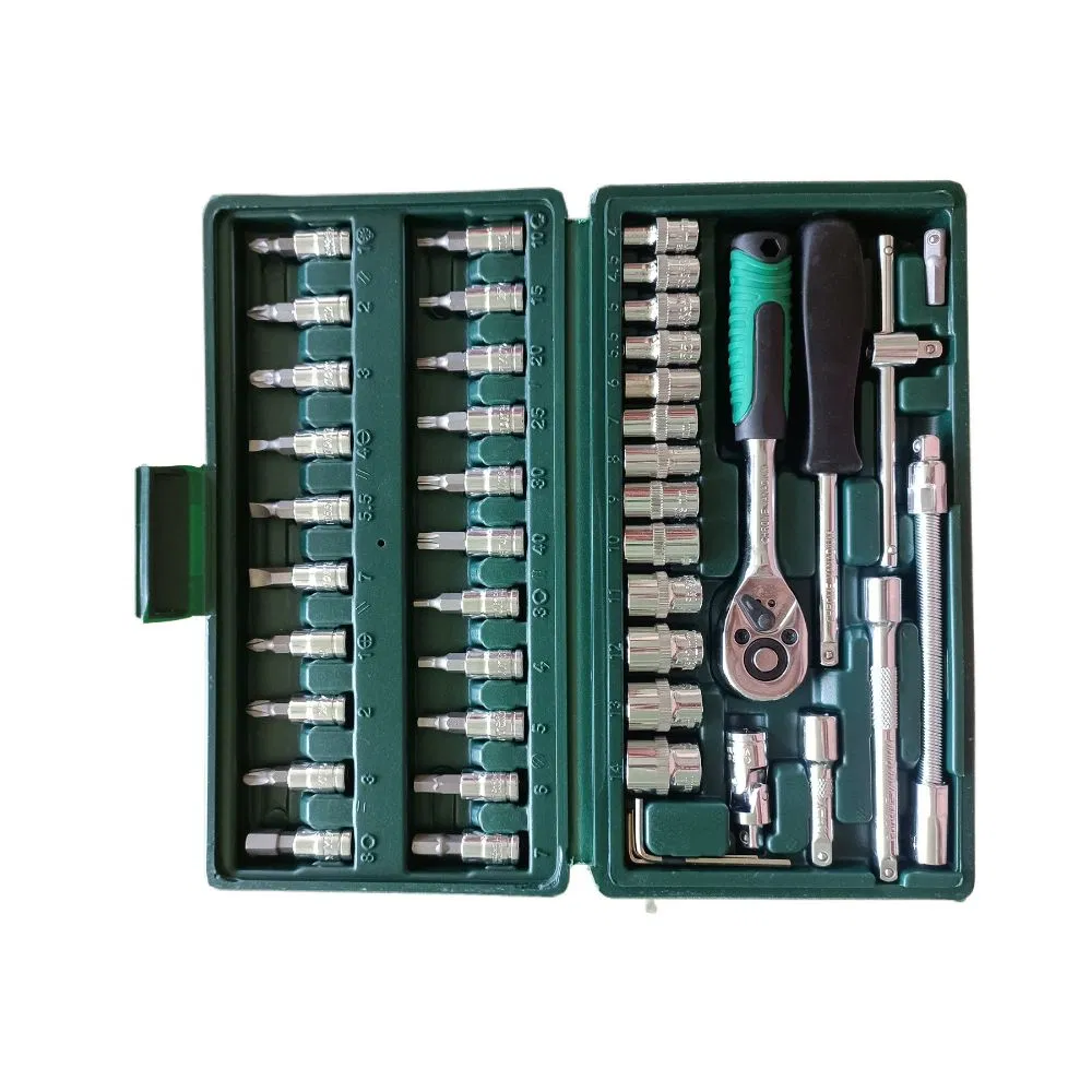 46PCS 1/4"&1/2" Multifunction Socket Wrench Combination Repair Tools Set