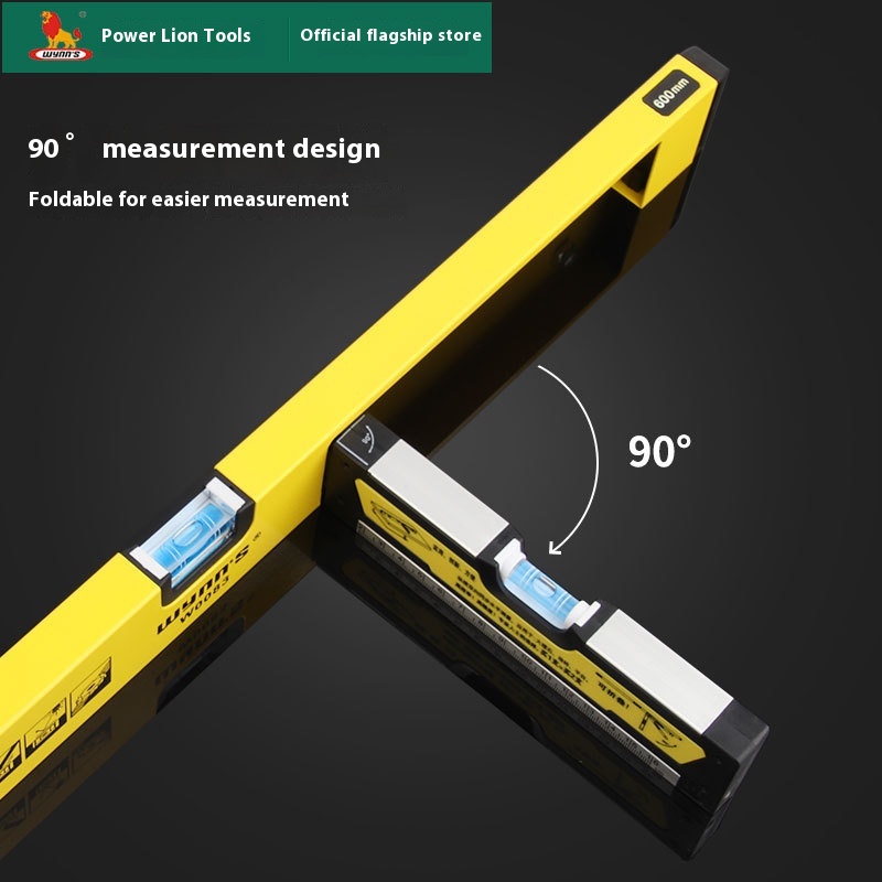 Power Lion Industrial-Grade Mini Household Aluminium Alloy Spirit Level High Precision Multifunctional Strong Magnet Measurement
