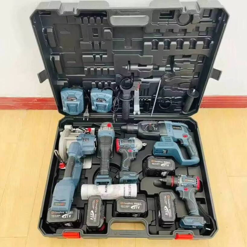 Hardware Tool Sets New High Power 5 in 1 Cordless Electric Drill Set with Lithium Battery for Home Repair and DIY Woodworking