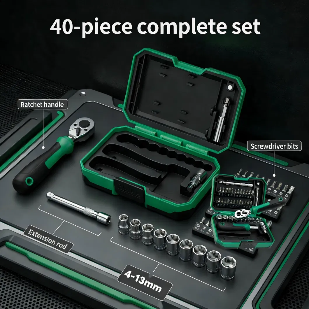40PCS Multi-Function Ratchet Socket & Screwdriver Bit Set Precision Repair Tool Kit