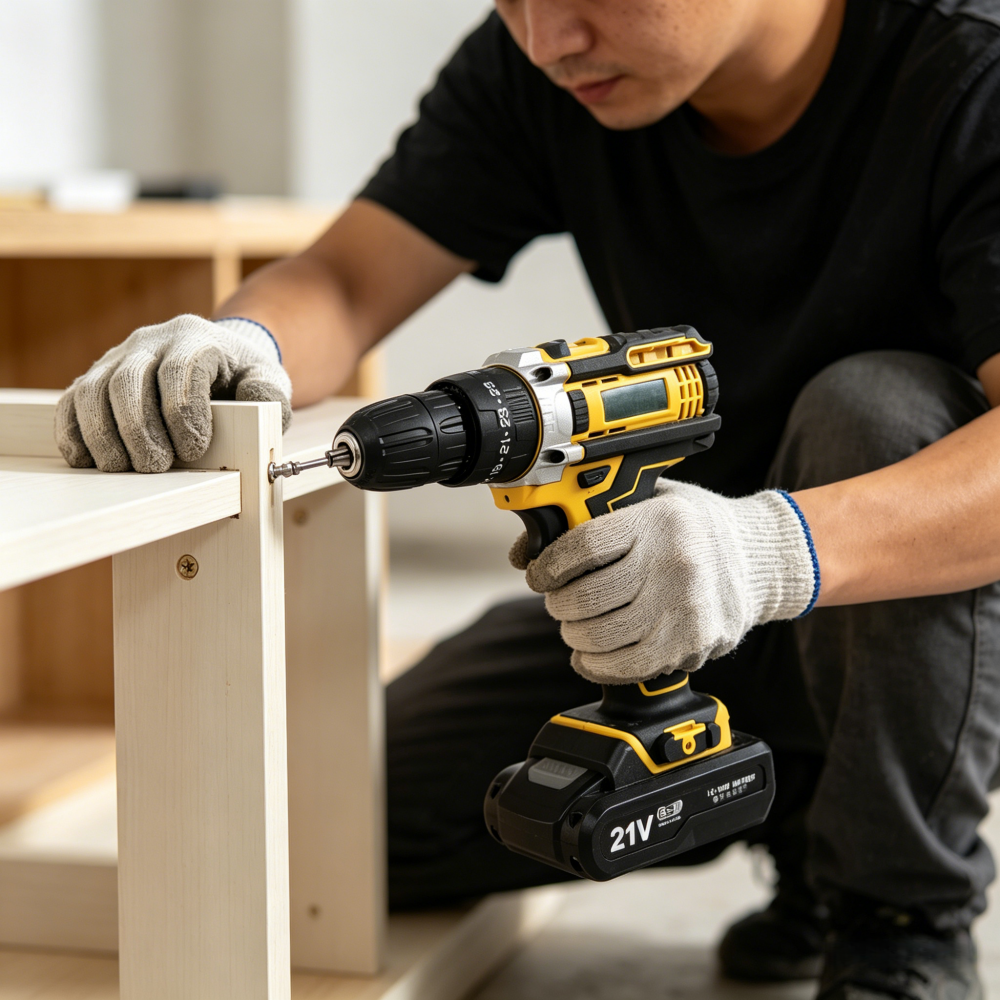 OEM Portable Complete Household Tool Kit with 21V Rechargeable Cordless Impact Drill for Home Woodworking and Daily Repair