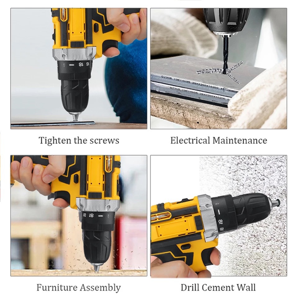Portable Wireless Battery-Powered Variable Speed Impact Drill 110V Cordless with LED Light OEM Customization 1 Year Warranty