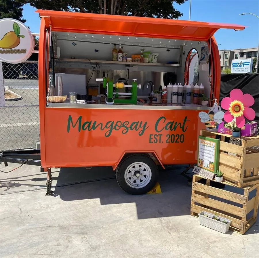 Food Cart Coffee Trailer Mobile Street Shop Snack Vending Cart