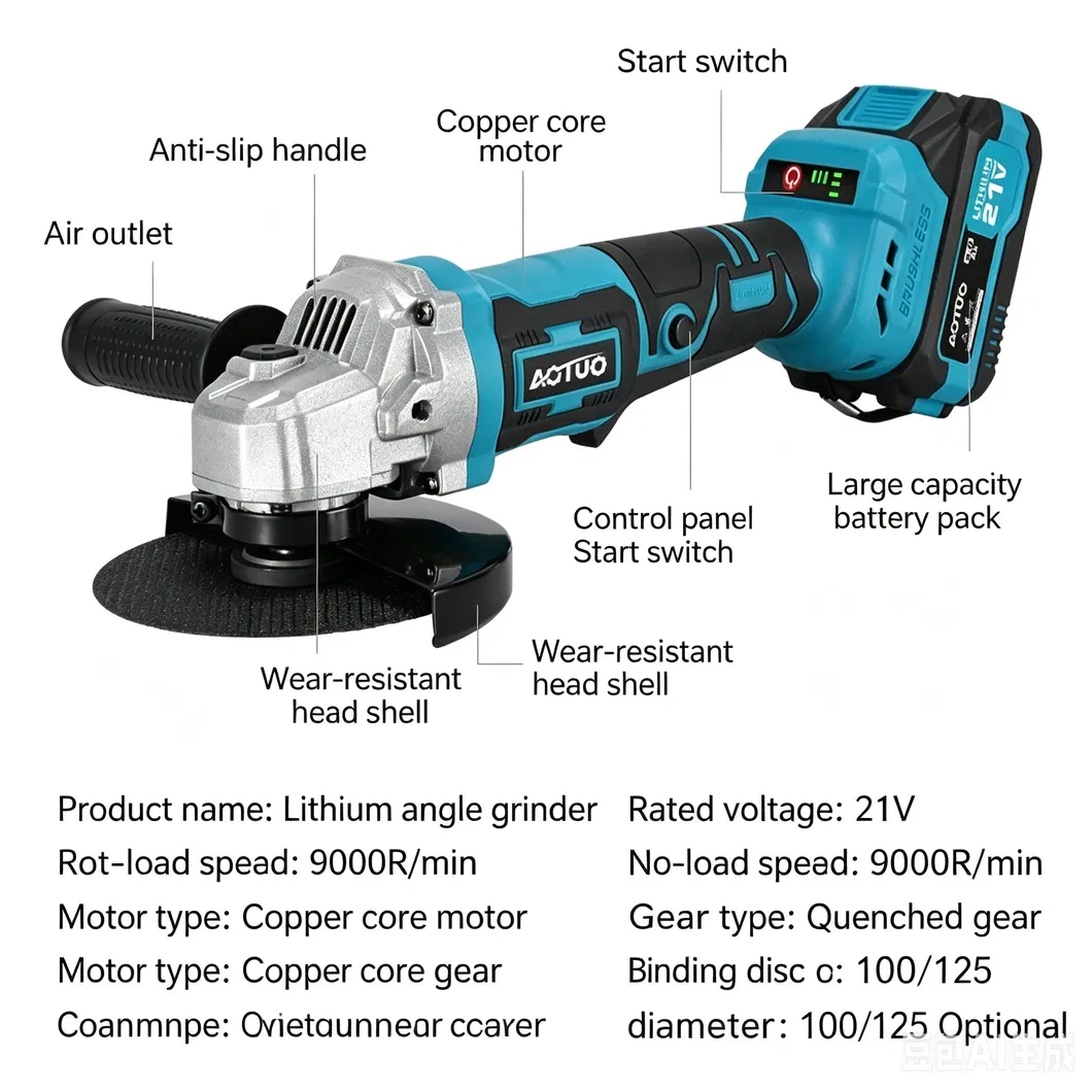 Ultimate Three-Piece Brushless Lithium Power Tool Set Like Driller, Hammer, Angle Grinder
