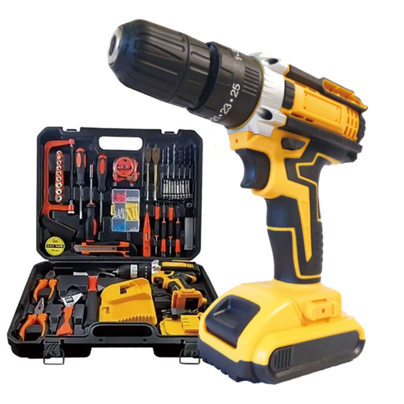118PCS Cordless Impact Drill Set 21V Brushed Motor 2400RPM Variable Speed Electric Drill Kit for Home Repair &amp; DIY Projects