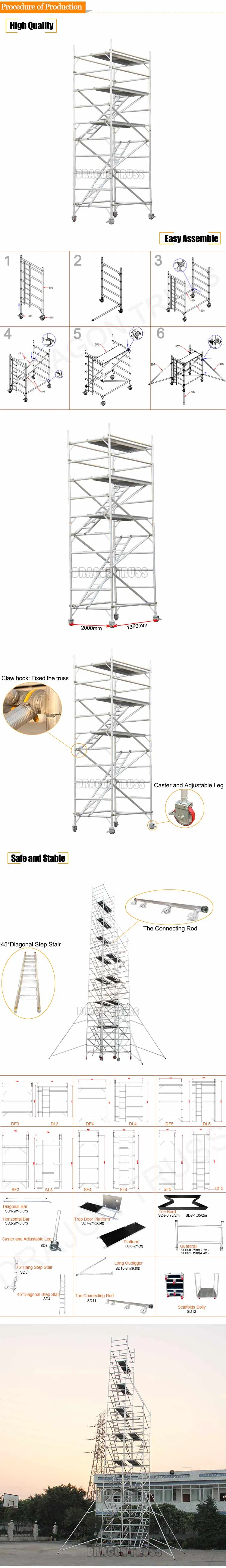 Portable Aluminum Stair Scaffolding System for Construction Projects