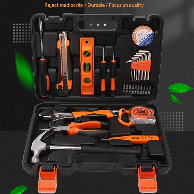 30pcs Carbon Steel Hardware Tool Set Medium Household &amp; Car Emergency Repair Kit Portable Toolbox for DIY &amp; Auto Maintenance