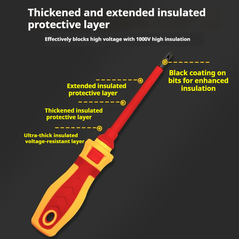 1000V Insulated Electrician Screwdriver Kit Interchangeable Screwdriver Set with Magnetic Bit System for Electrical Safety Work