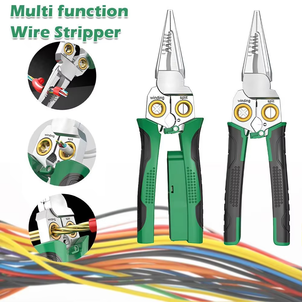 Multi-function Tool 8/7 in 1 Wire Stripping Pliers Electrician Cable Cutter Stripper Cutting Splitting Winding Repair Tools